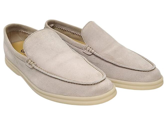 Loro Piana Mocassin de travail d'été en daim beige classique