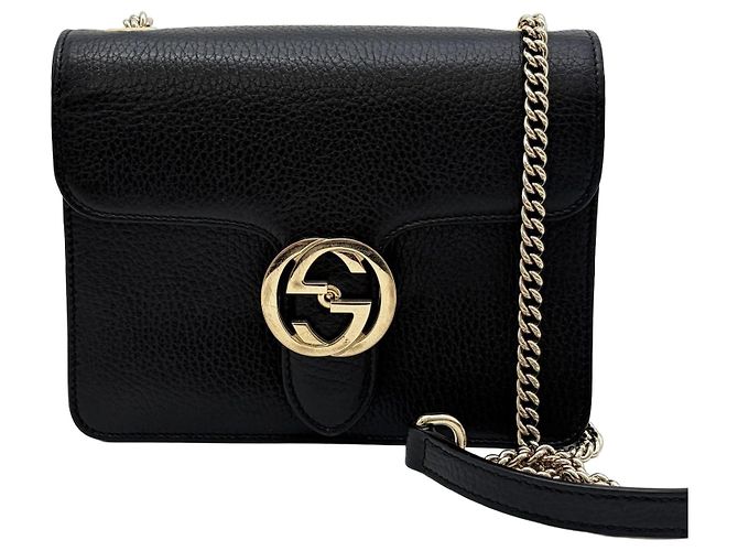 Gucci Bolsa transversal de corrente entrelaçada Preta Preto