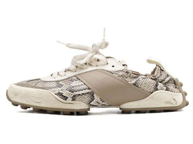 Tod's Ivory Python Muster Damen Sneaker Weiß 