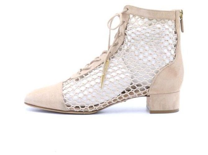Dior Stivaletti stringati in scamosciato e rete trasparente da donna Nautilyd Marrone