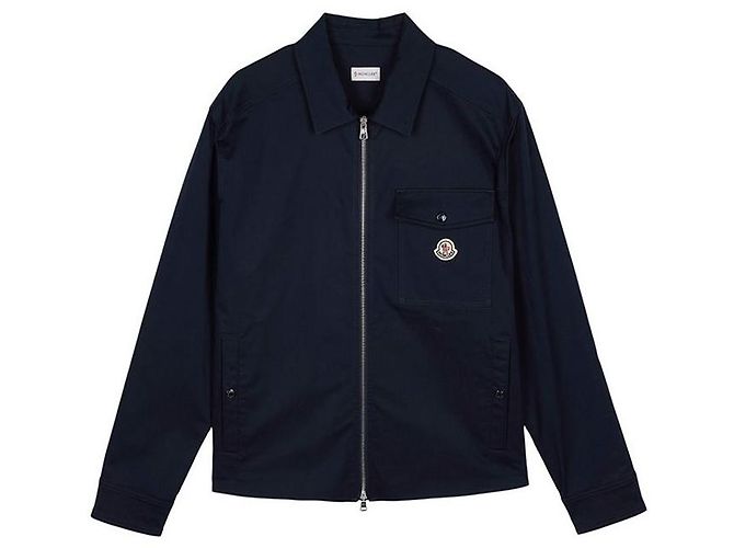 Moncler Giacca-camicia in gabardine di cotone Nero