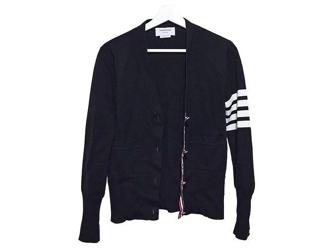 Thom Browne Cardigan de algodão Milano clássico com decote em V Azul