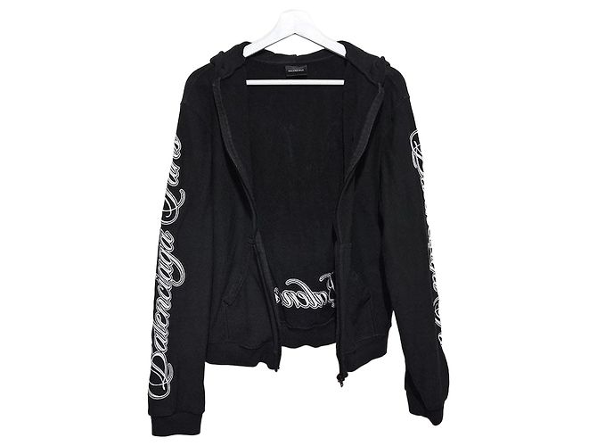 Balenciaga Giacca con cappuccio e zip lavata Nero