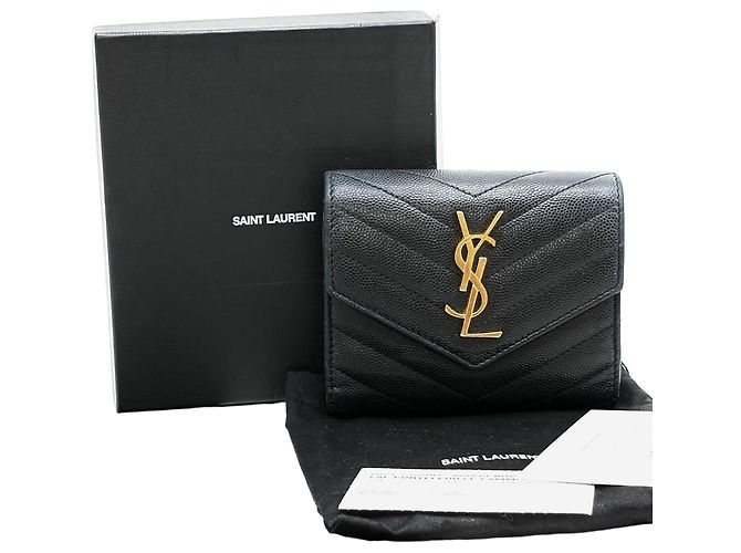 Saint Laurent Cartera Compacta Matelassé Negra Negro
