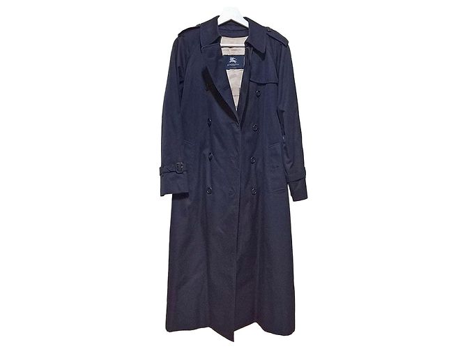 Burberry Double Breasted Trench Coat Blue
