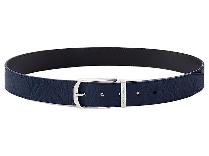 Louis Vuitton Reversibler Gürtel Slender Taurillon Monogram Navy Black Blau