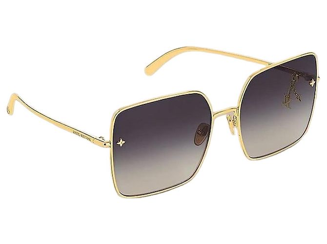 Louis Vuitton Square Sunglasses with Gold Tone Frame Golden