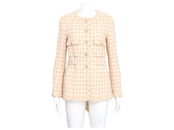 Chanel Jaqueta de tweed de algodão ecru para mulher Branco