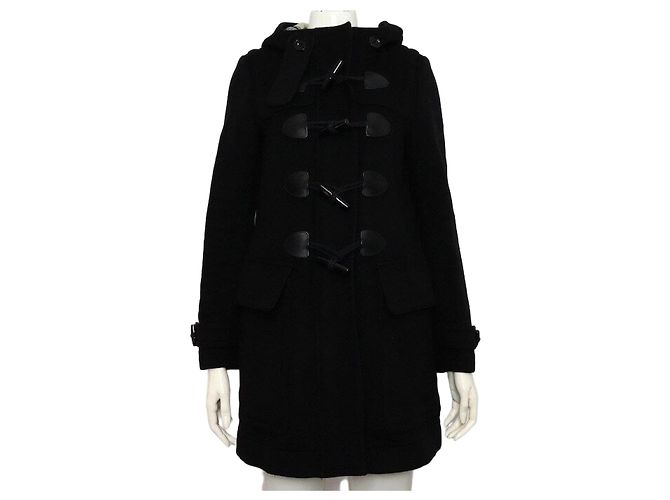 Burberry Women’s Black Wool Toggle Double Coat Jacket