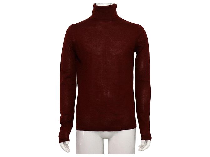 Hermès Kaschmir Rollkragen Strick-T-Shirt für Herren Rot