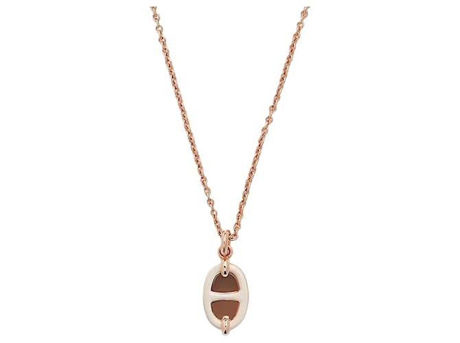 Hermès Colgante Mini Maillon Modelo Pequeño Collar para Mujer Crema Oro Rosa Blanco 