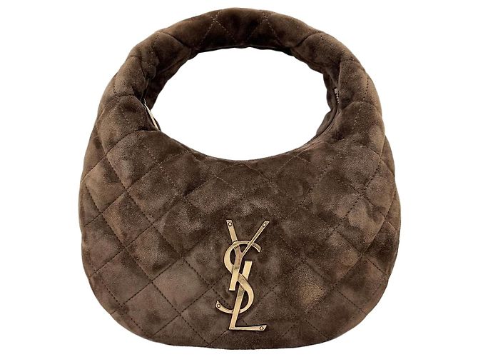 Saint Laurent Gesteppte Wildleder-Handtasche mit Tragegriff Braun
