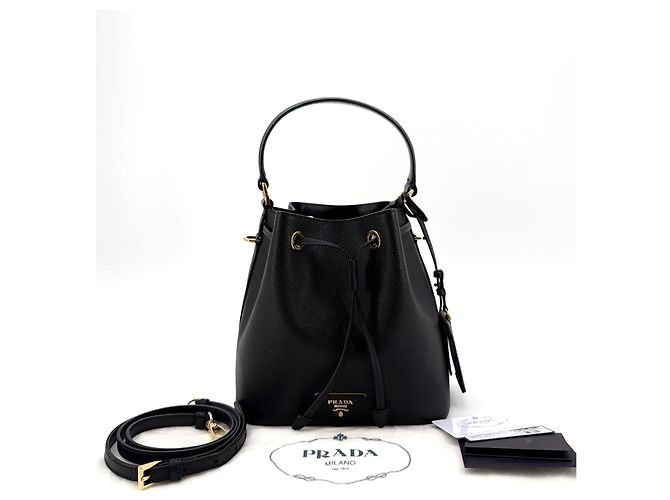 Prada Borsa a secchiello in pelle Saffiano Nero