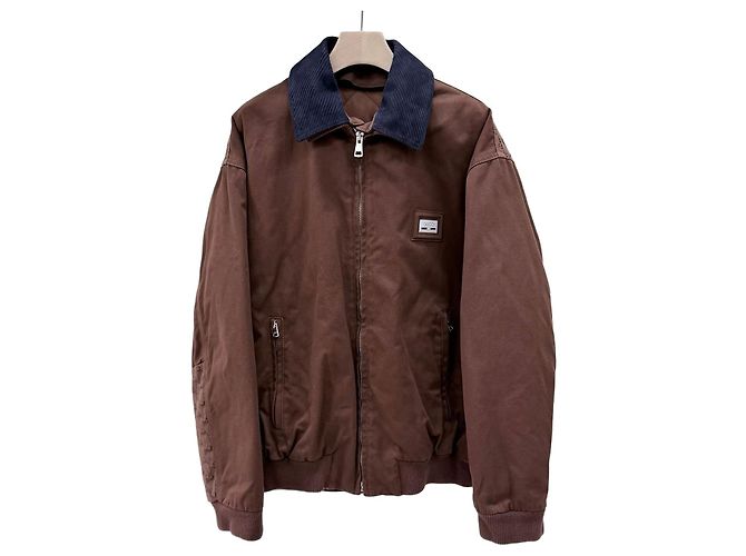 Gucci Logo Baumwoll-Bomberjacke Braun