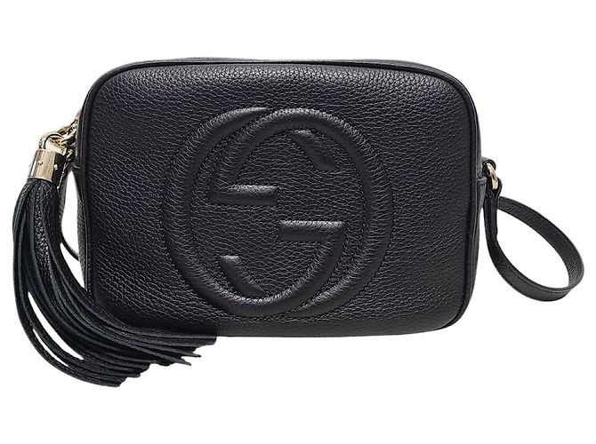 Gucci Schwarze Leder Interlocking Soho Tassel Disco Bag