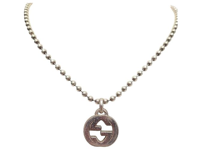Gucci Collier avec logo entrelacé argent Argenté
