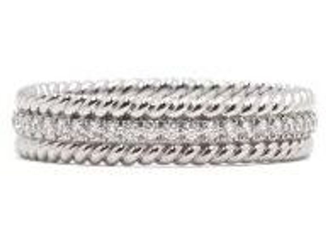 Tiffany & Co Platinum Diamond Rope Two Low Ring Silvery