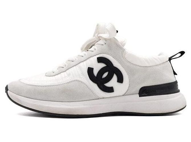 Chanel White Suede Nylon Women's Sneakers