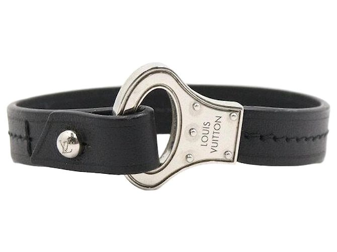 Louis Vuitton Bracciale Archive in pelle nera da uomo Nero