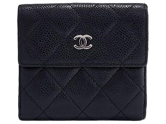 Chanel Carteira Classic Caviar com ferragens prateadas Prata