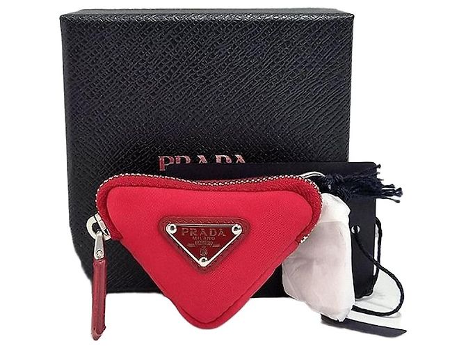 Prada Nylon Triangle Logo Pouch Keyring New Item Multiple colors