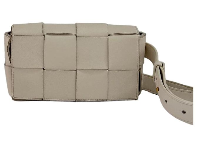 Bottega Veneta Mini Leather Cassette Bag White