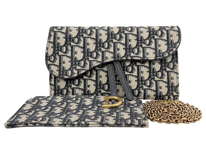Dior Borsa a tracolla Oblique Saddle WOC Blu