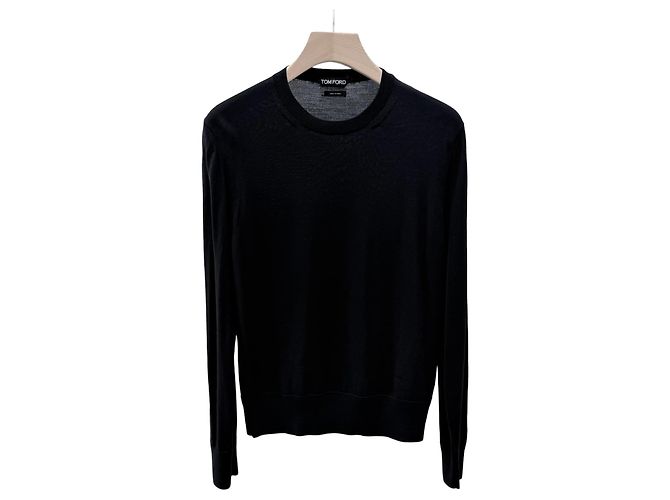 Tom Ford Wollpullover mit Rundhalsausschnitt schwarz 