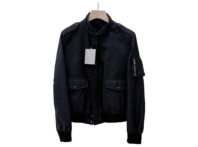 Tom Ford Giacca Blouson in Cotone Blu Navy Scuro