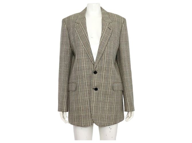 Céline Houndstooth Check Double Breasted Wool Women's Jacket