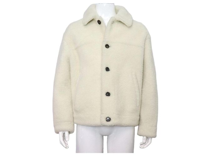 Prada Giacca Mustang in pelle e shearling da uomo Bianco