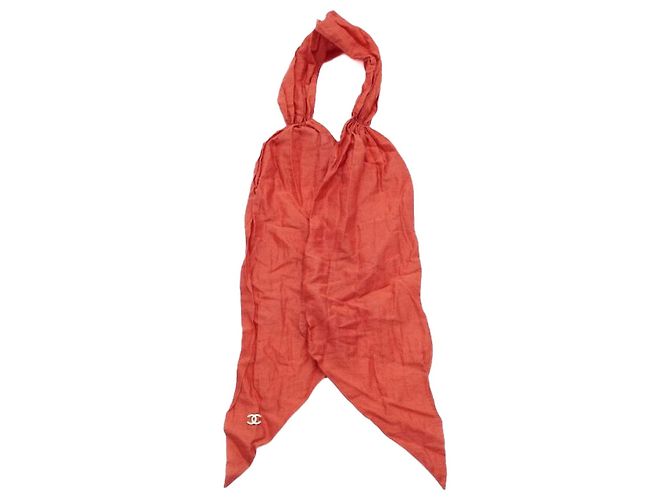 Chanel Pañuelo scrunchie de algodón rojo para mujer Roja