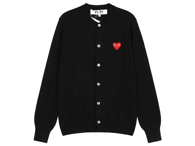 Comme Des Garcons Strickjacke Red Heart Schwarz