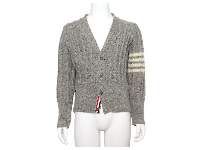 Thom Browne Grauer Wollcardigan für Herren Braun