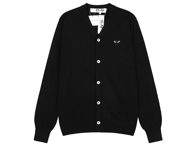 Comme Des Garcons Strickjacke mit V-Ausschnitt und schwarzem Herz