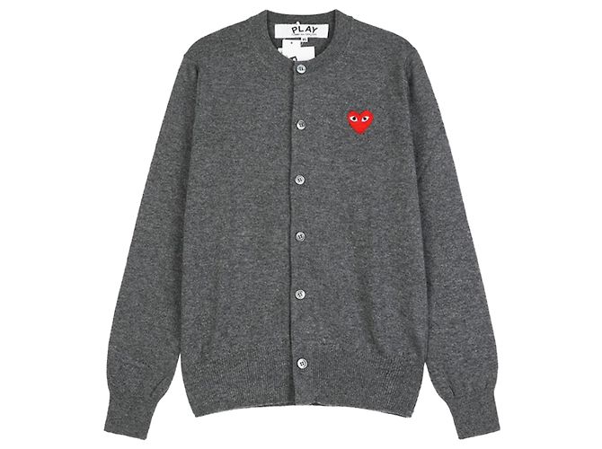 Comme Des Garcons Strickjacke Red Heart Grau AX Braun