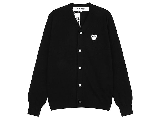 Comme Des Garcons Cárdigan de punto White Heart Negro