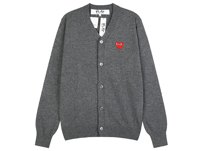 Comme Des Garcons Strickjacke mit V-Ausschnitt Red Heart Grau Braun