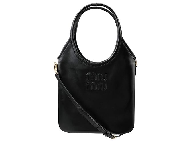 Miu Miu Ivy Mini Leder-Tote-Bag Schwarz