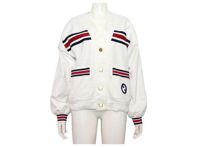 Gucci Jaqueta de jersey técnico feminina branca com Interlocking Web