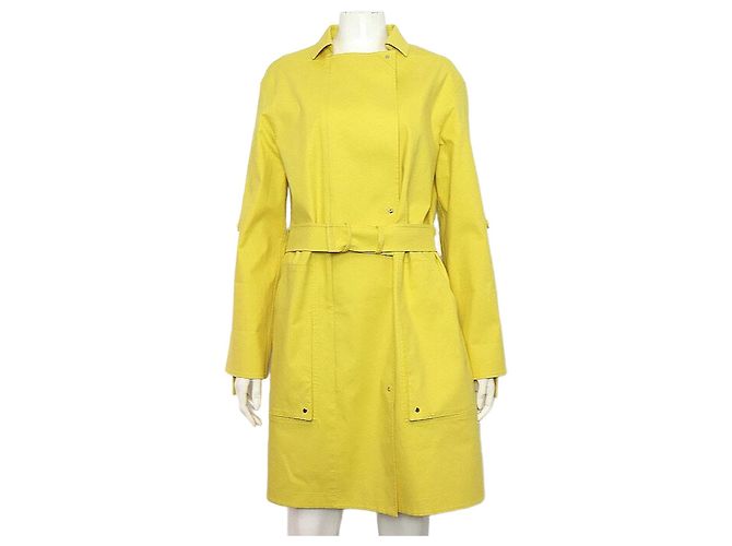Hermès Chaqueta de algodón amarilla con cinturón para mujer