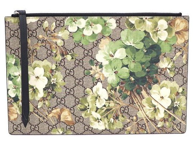 Gucci Clutch Media GG Supreme Bloom Marrone