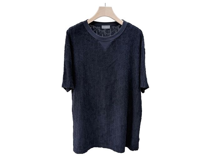 Dior Oblique Terry Baumwoll-T-Shirt Schwarz