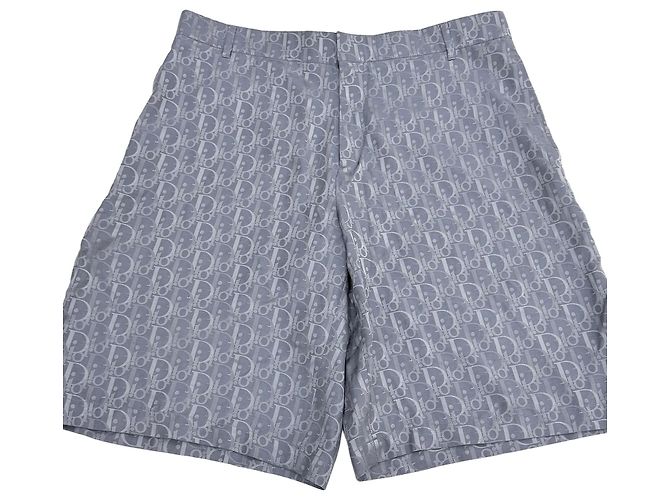 Dior Short de seda jacquard Oblique Gris Castaño