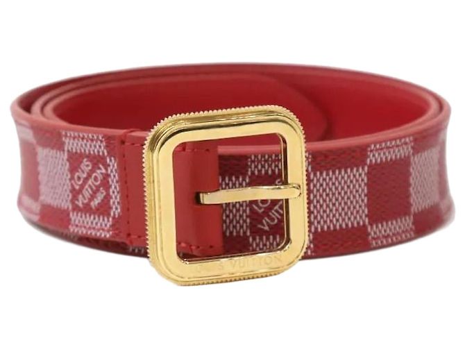 Louis Vuitton Cinturón Damier Canvas Rojo Oro Roja