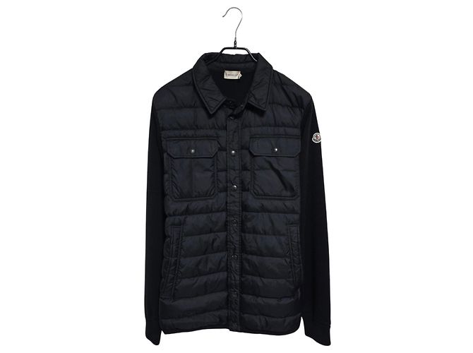 Moncler Knit Padded Shirt Jacket Black