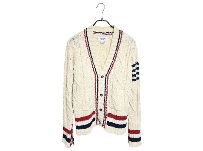Thom Browne Zopfstrick-Cardigan Weiß