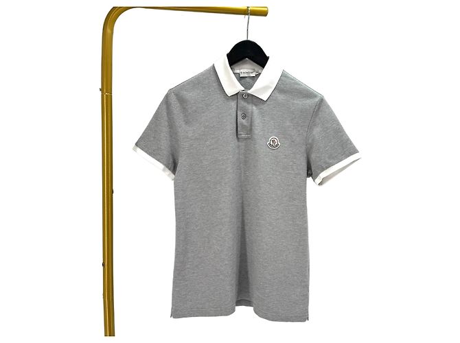 Moncler Kurzarm-Poloshirt Grau Braun