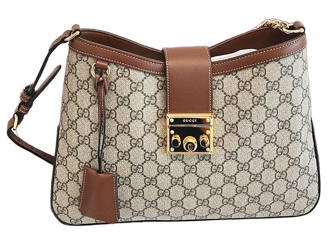 Gucci Bolsa de ombro Padlock GG Medium Marrom