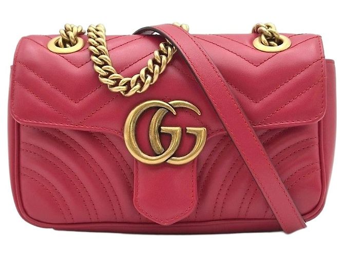 Gucci Mini Bolsa de Ombro Matelassê Vermelha Vermelho